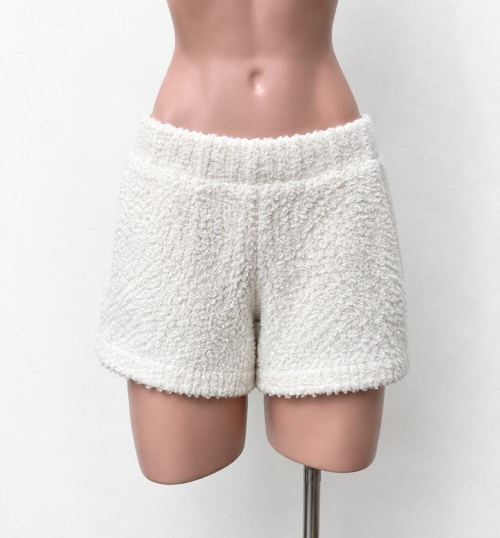 Skims Ivory Cream Cozy Knit Stretch Waist Terrycloth Shorts S / M